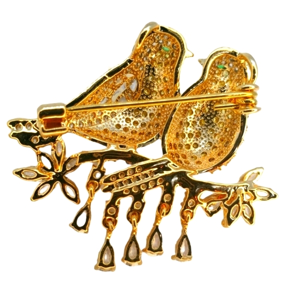 Fancy Yellow Love Birds Luxury Pendant / Brooche - Picture 3 of 7